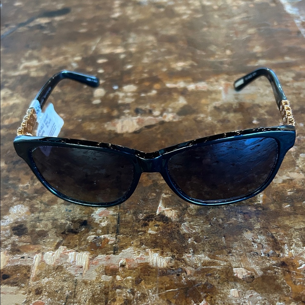 NEW Solvari Sophia Elegant Black Sunglasses with Gold Accents